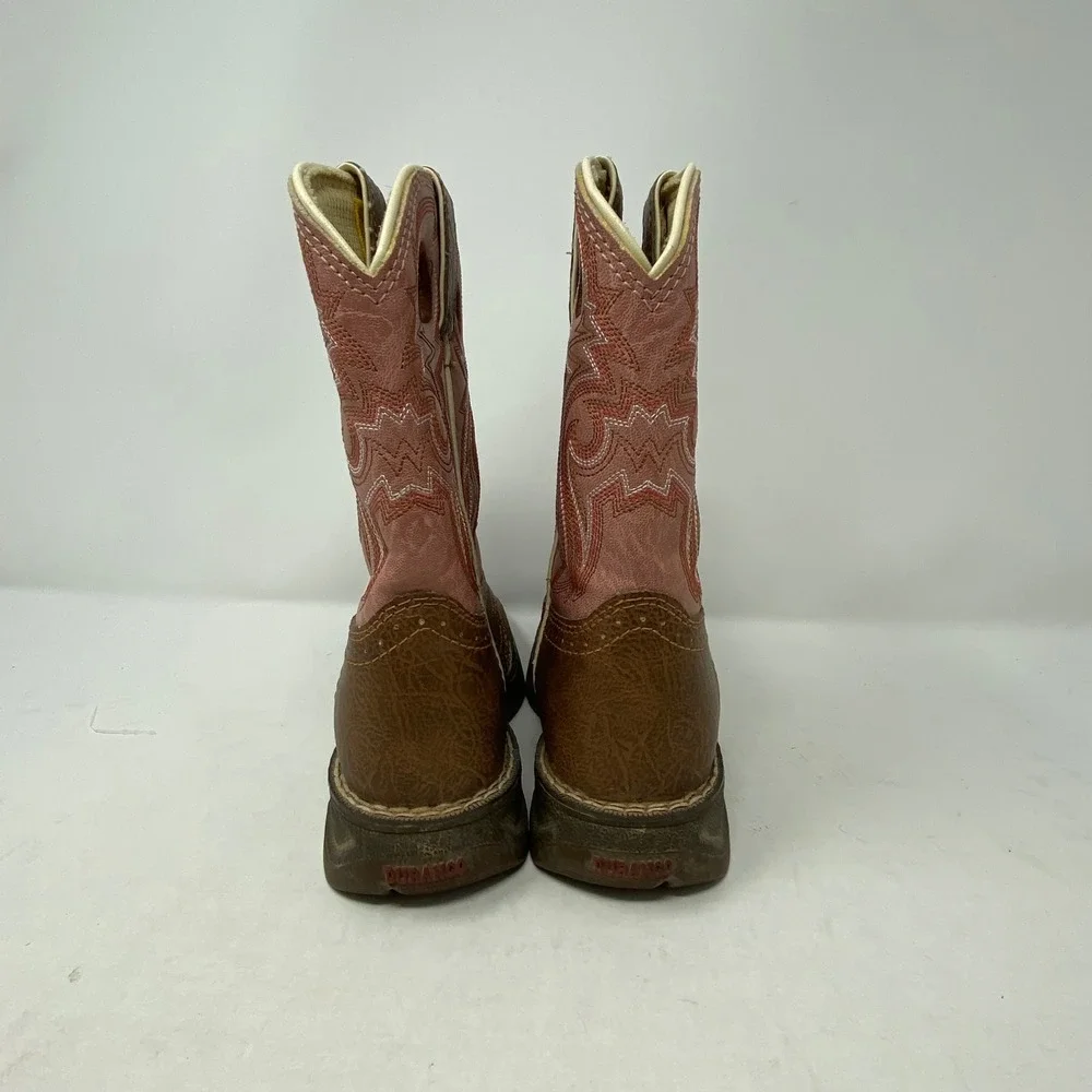 Durango Lil Durango Kids 8 Inch Western Boots Tan Pink BT287 Square Toe Size 11M